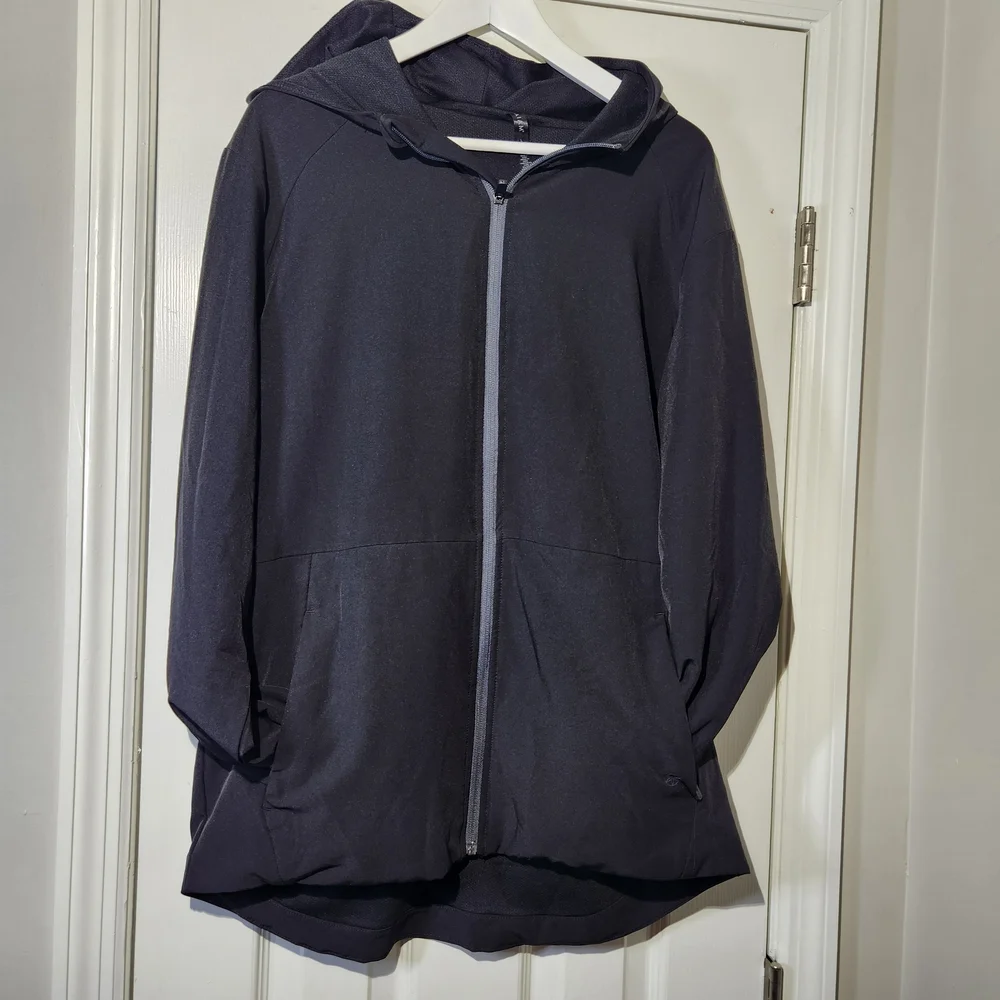 GAIAM Mens Black Performance Hooded Jacket Gray Zipper Mens Large
